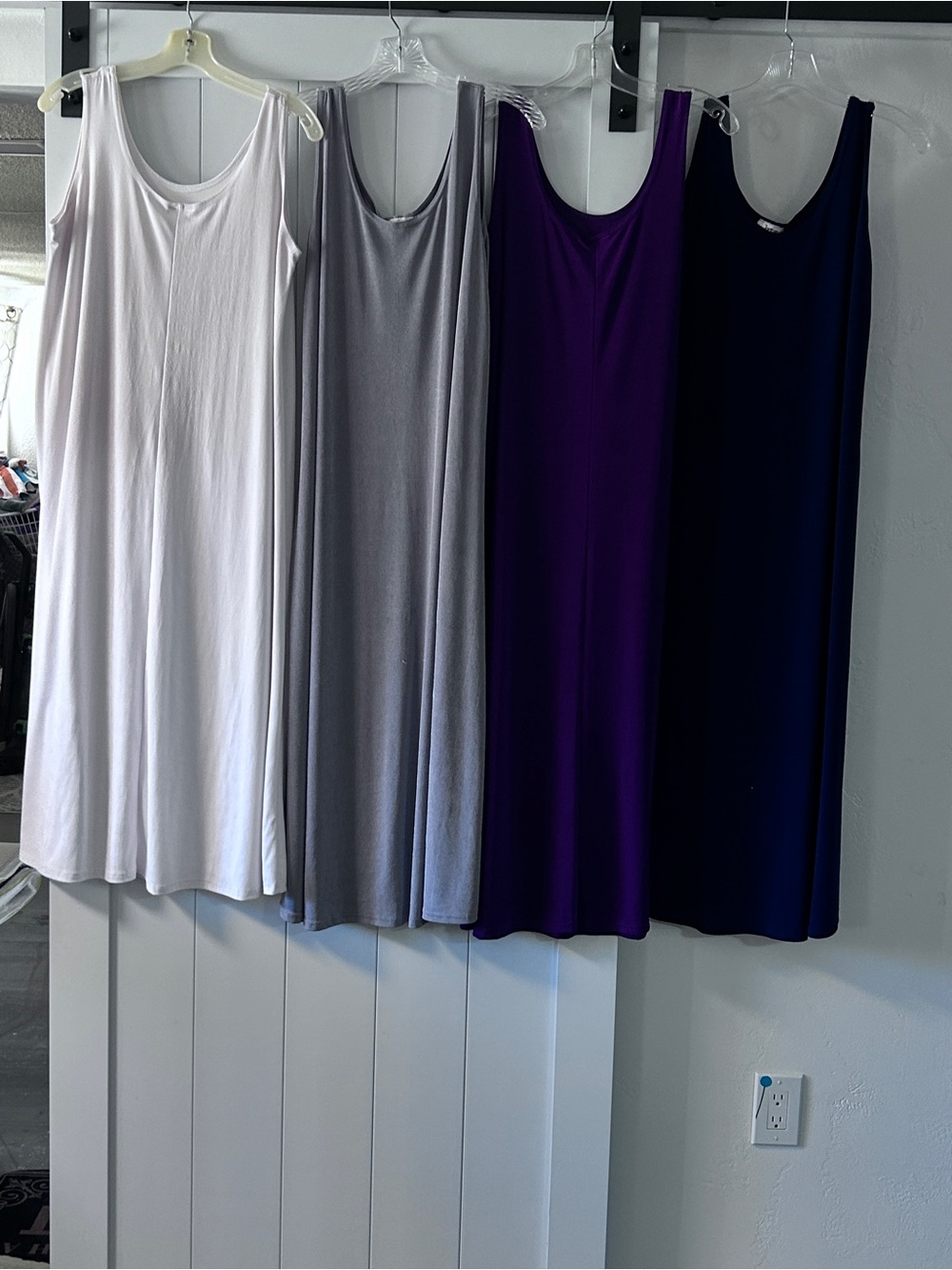 Sleeveless Scoop Neck Maxi Dress - White, Gray, Purple, Navy